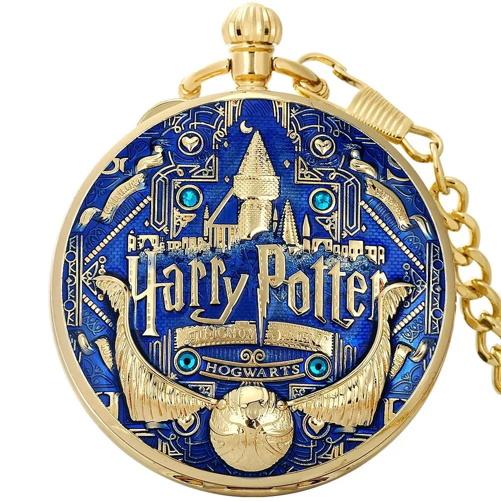 Harry Potter Hogwarts Houses Metallic Vintage Quartz Musical Pocket Watch