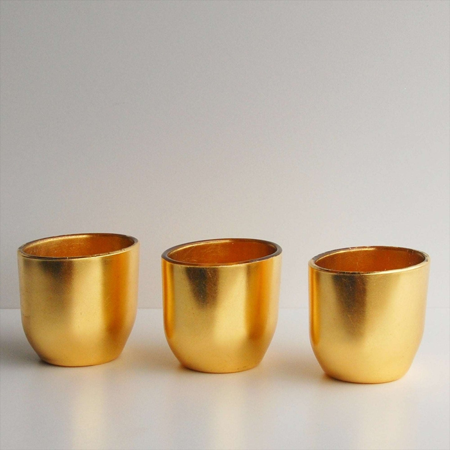 Luxury Gilded Glass Oval Golden Decor Vases with Maple Leaf Details (3pcs Set)