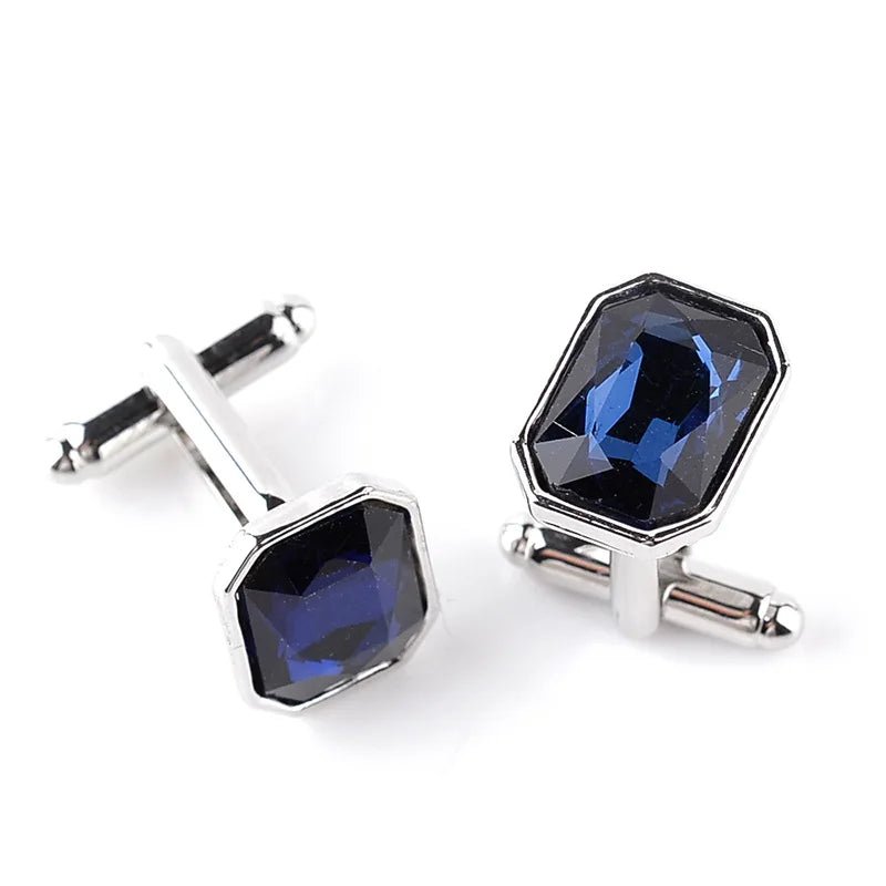 Men's Luxury Crystal Rhinestone Rectangle Cufflinks - Lovez Aqua© - $20, modalyst