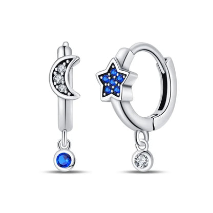 Pandora 925 Sterling Silver Two-Tone Moon, Stars & Sun Women's Earrings