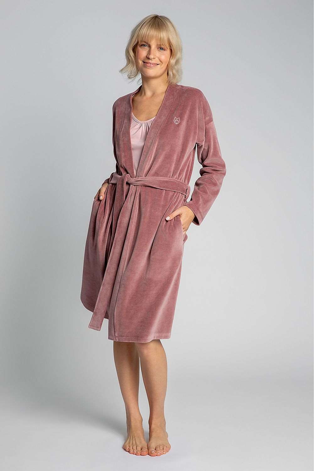 Women's Snug & Cozy Plush Pink Velour Bathrobe