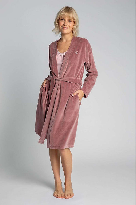 Women's Snug & Cozy Plush Pink Velour Bathrobe