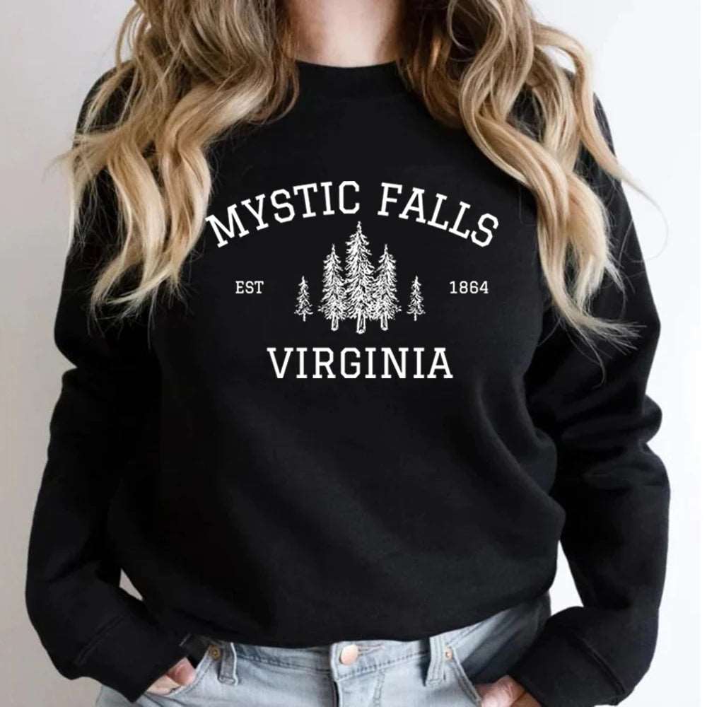 "Mystic Falls Virginia Est 1864" Vampire Diaries Unisex Pullover Sweatshirt - Lovez Aqua© - 