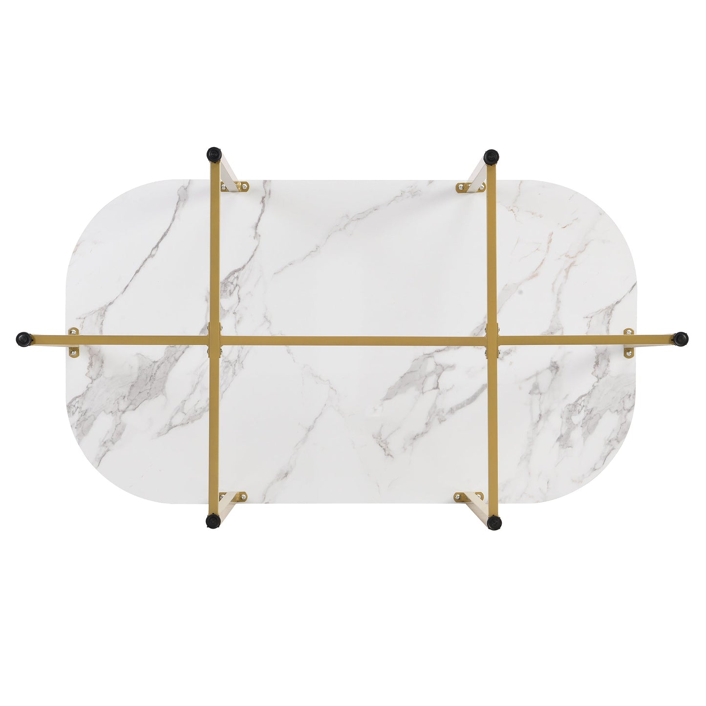 Modern 7-Piece Faux White Marble & Gold Compact Table & Chair Dining Set - 80d3e6-0e.myshopify.com - -  