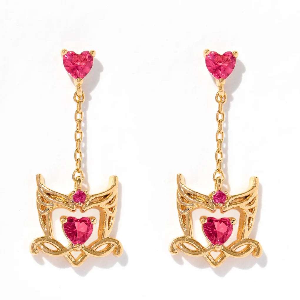 Disney's Marvel Scarlet Witch Wanda Crown Red Zircon Heart Ring/Earrings - 80d3e6-0e.myshopify.com - Gold Earrings -  Gold Earrings