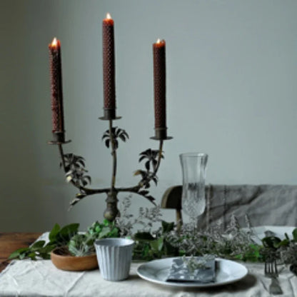 Vintage-Inspired Black Wrought Iron Candelabra with Floral Details - Lovez Aqua© - 