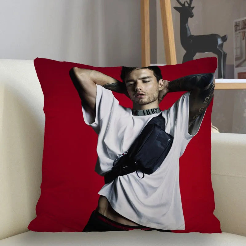 Liam Payne Singer Square Cushion Cover Zipper Pillowcase - Lovez Aqua© - cushion, one direction, pillow