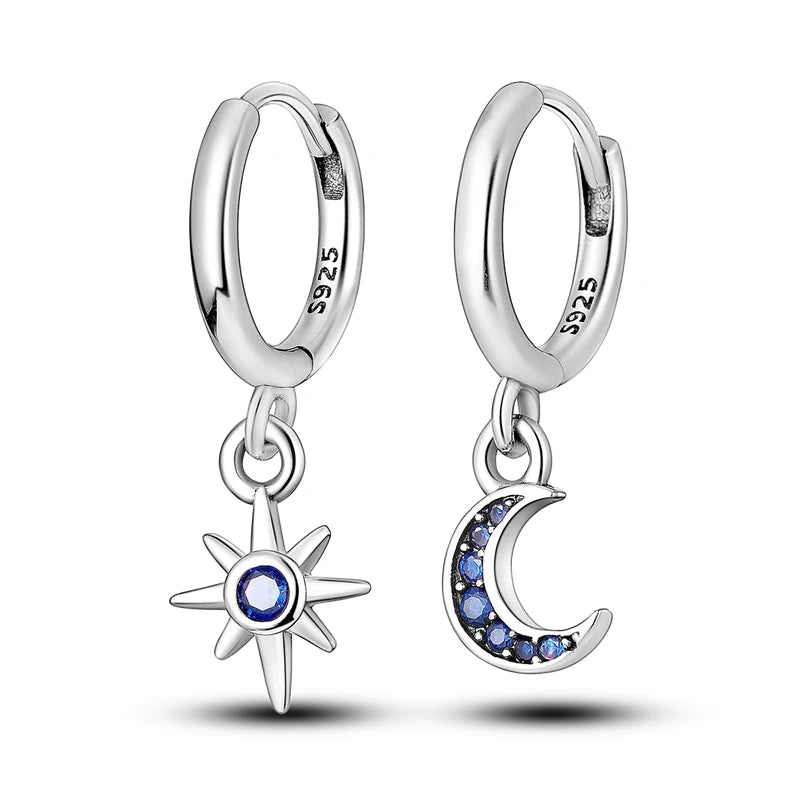 Pandora 925 Sterling Silver Two-Tone Moon, Stars & Sun Women's Earrings