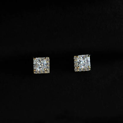 925 Sterling Silver Square White Zircon Vintage Classic Women's Stud Earrings