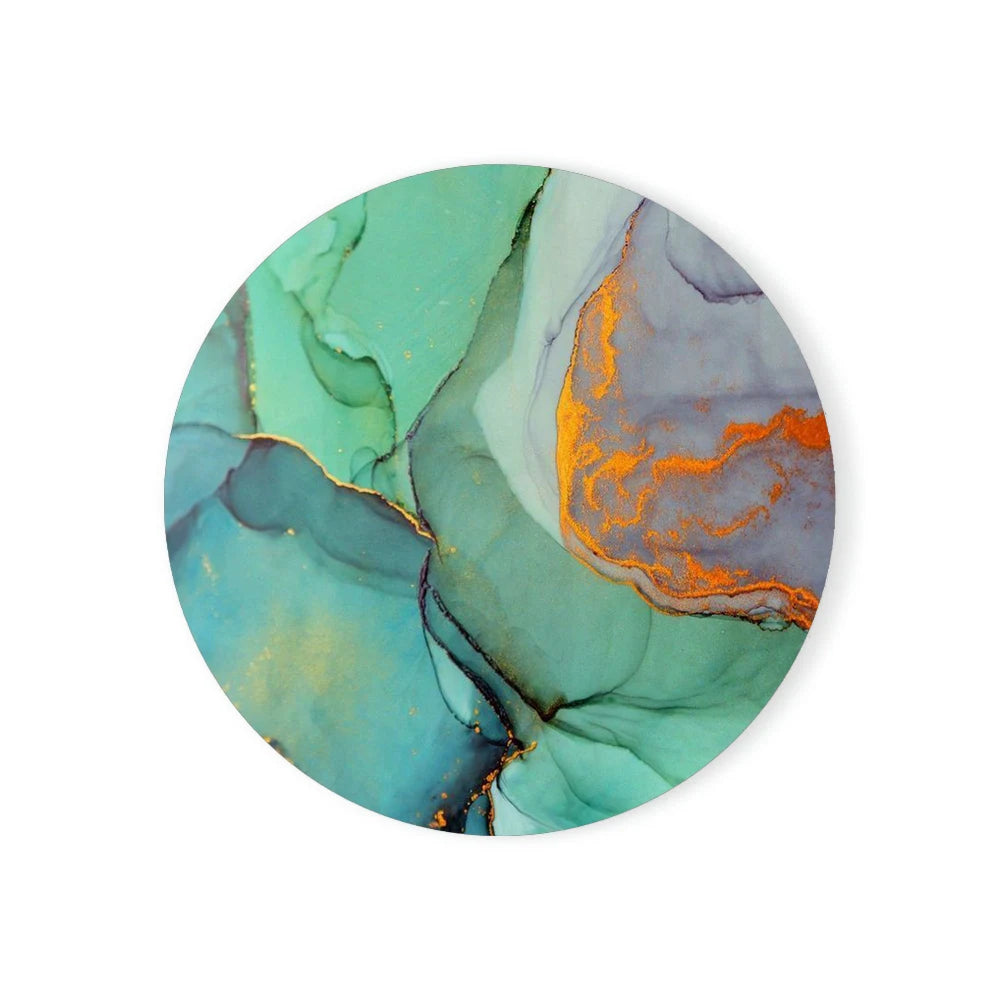 Luxury Colorful Marbled Round Ceramic Stone Coaster with Cork Base (1 Pc) - Lovez Aqua© - 