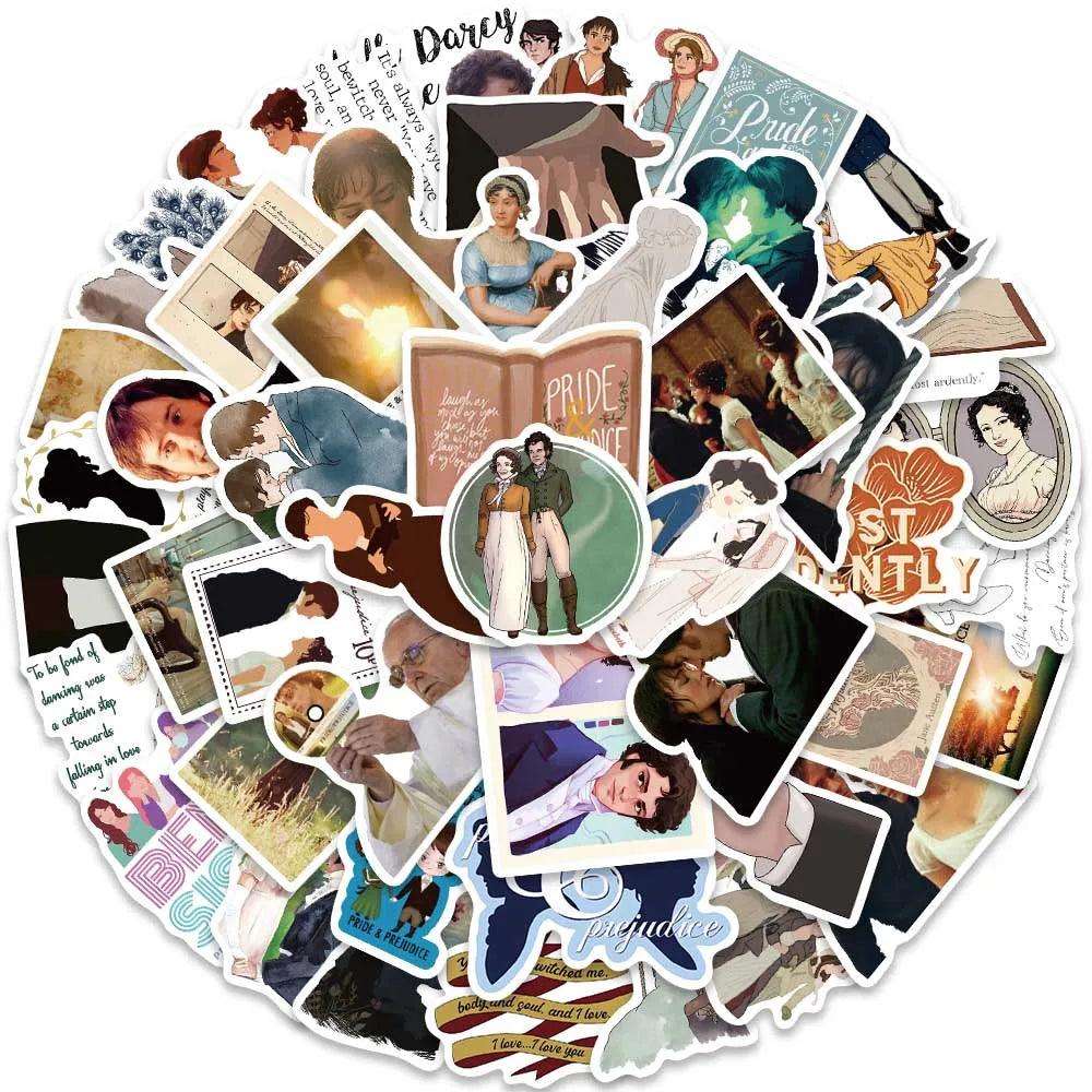 50pcs Jane Austen's Pride & Prejudice Waterproof Stickers (50pcs) - Lovez Aqua© - 