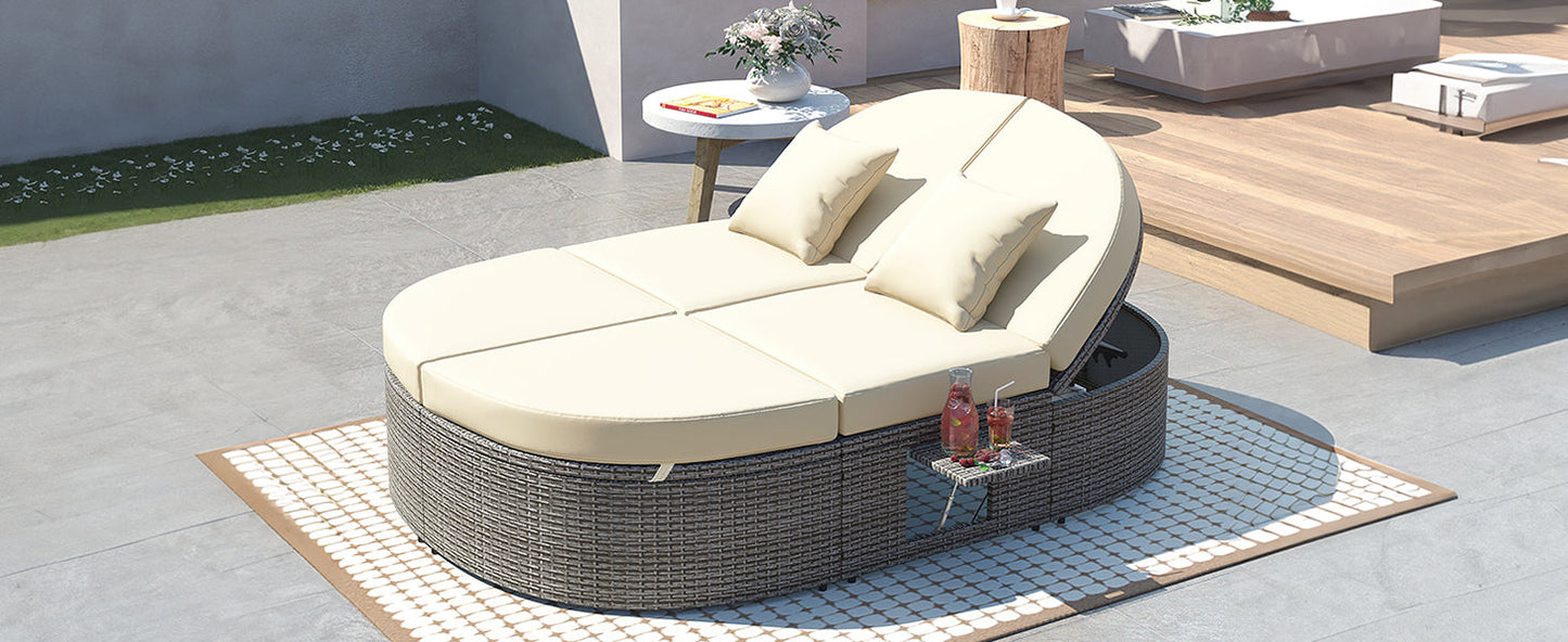 Outdoor Two Seater Adjustable Patio Reclining Rattan Sun Daybed with Cushions - 80d3e6-0e.myshopify.com - -  