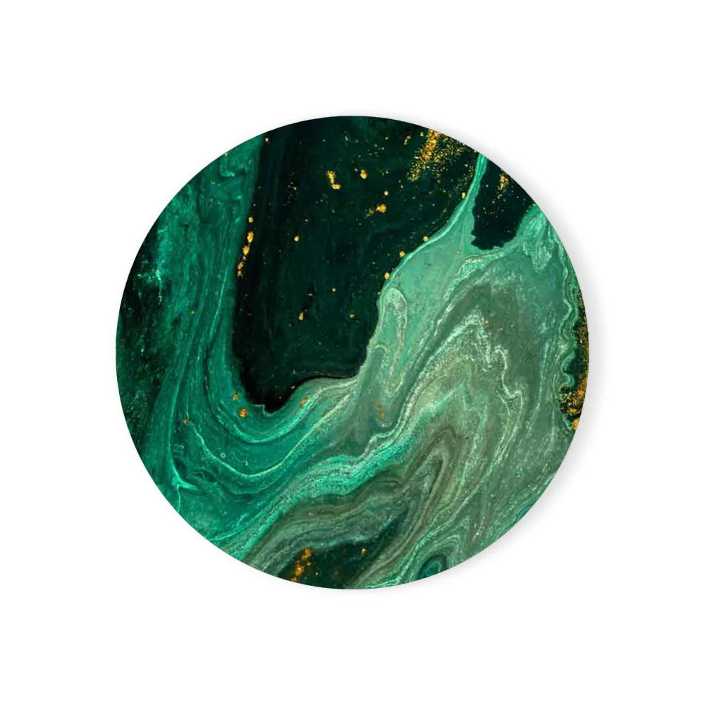 Luxury Colorful Marbled Round Ceramic Stone Coaster with Cork Base (1 Pc) - Lovez Aqua© - 