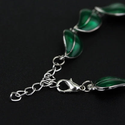 Lord of the Rings Legolas Greenleaf Silver & Green Elven Leaf Bracelet - 80d3e6-0e.myshopify.com - -  