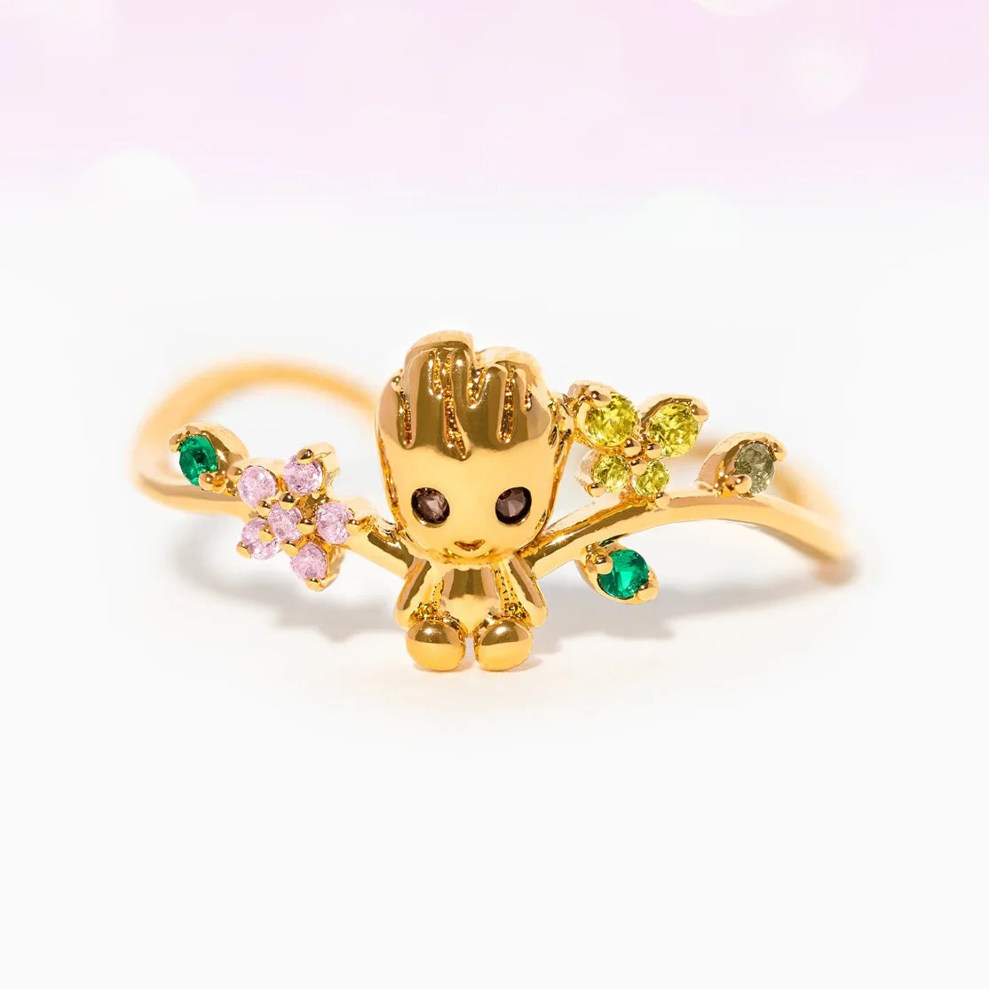 Disney & Marvel Character Double Layered Gold Plated Zircon Women's Rings