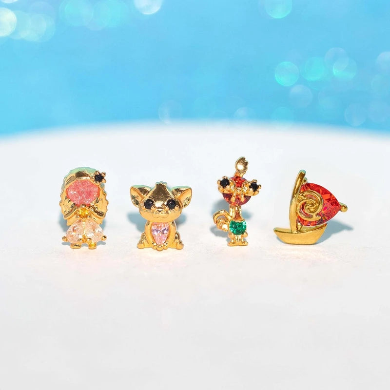 Disney Princesses & Animal Friends Cubic Zircon Women's Stud Earrings (4pcs)