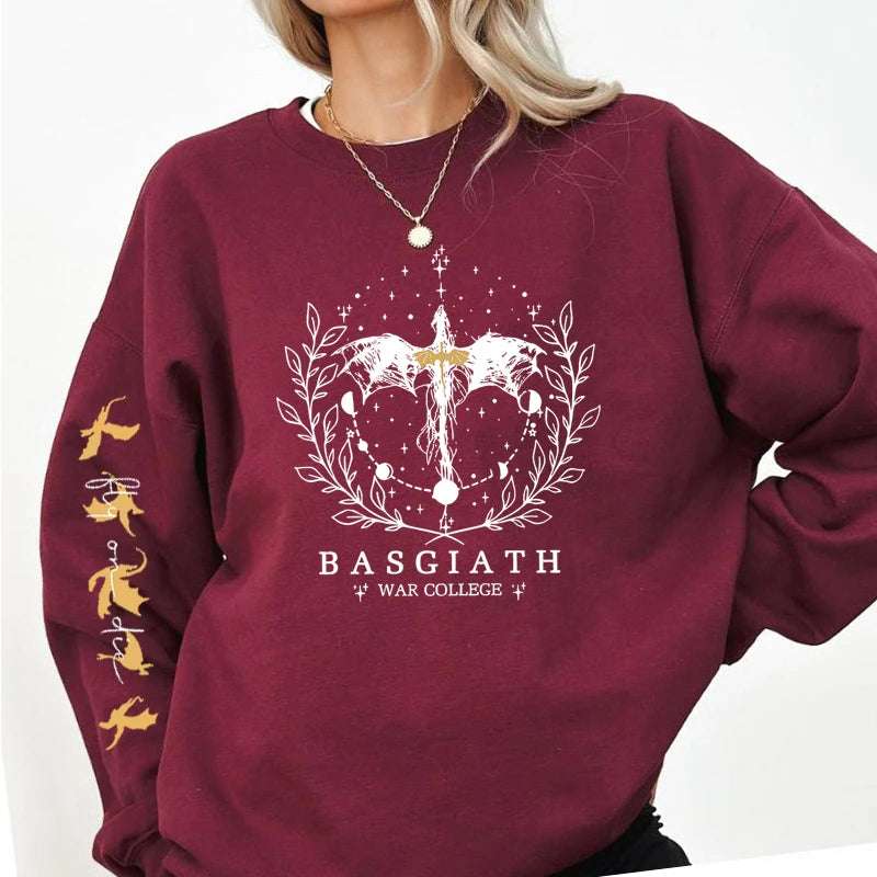 Fourth Wing Basgiath War College Dragon Women's Crewneck Pullover Sweatshirt - 80d3e6-0e.myshopify.com - Maroon / S -  Maroon