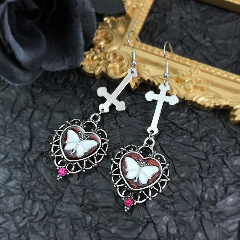 Women's Dark Gothic Vintage Punk Goth Halloween Drop Earrings - Lovez Aqua© - 