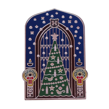 Harry Potter Great Hall Stained Glass Window Christmas Tree Brooch