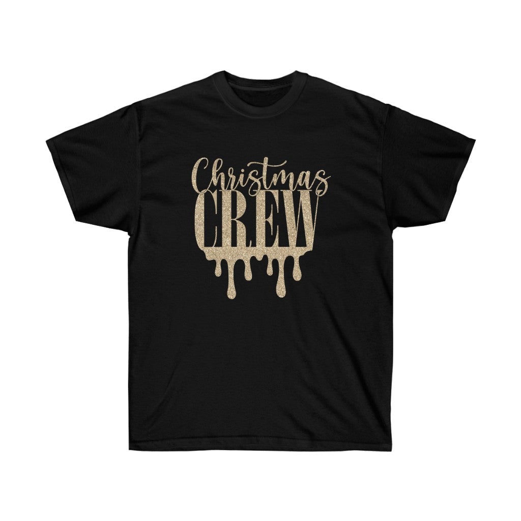 Unisex "Christmas Crew" Golden Dripping Effect Cotton T-Shirt - Lovez Aqua© - 