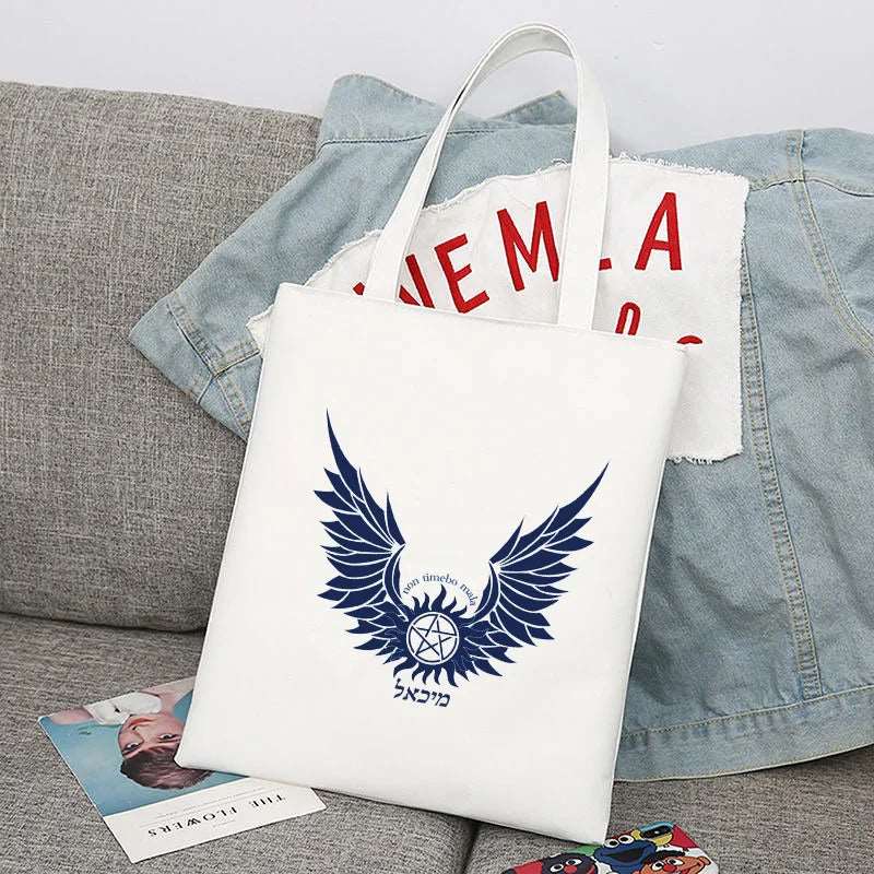 Supernatural Winchester Brothers Canvas Tote Bag - 80d3e6-0e.myshopify.com - White 18 / With Zipper -  White 18