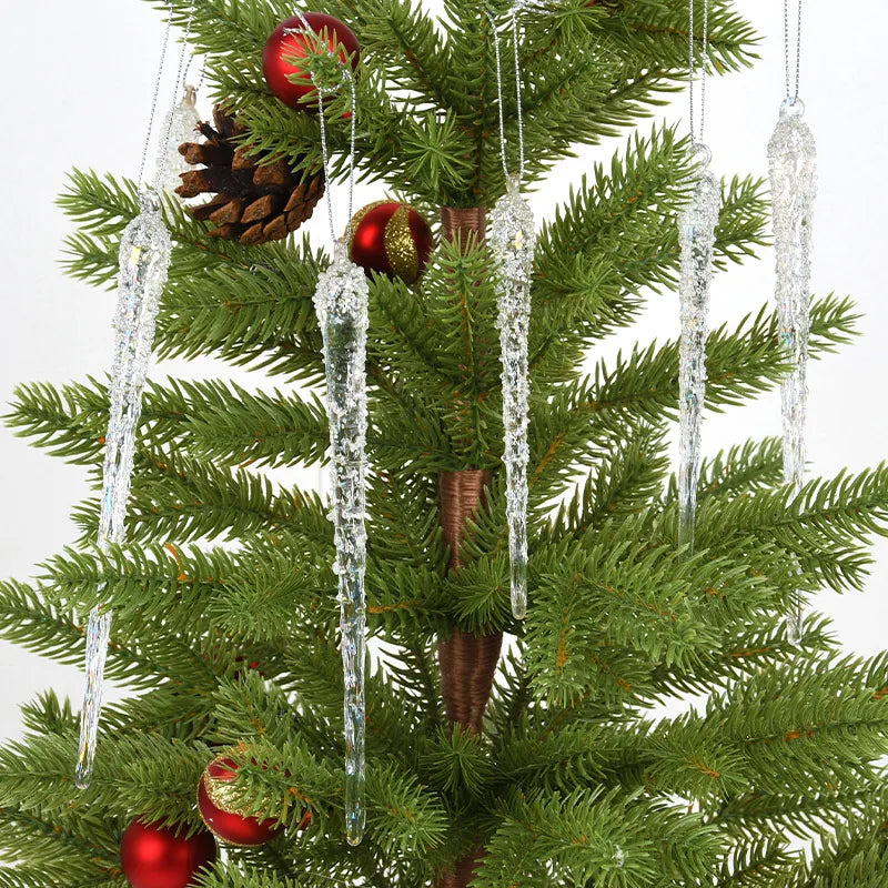 Transparent Crystal Glass Imitation Icicles Hanging Christmas Ornament (6 Pcs) - Lovez Aqua© - 