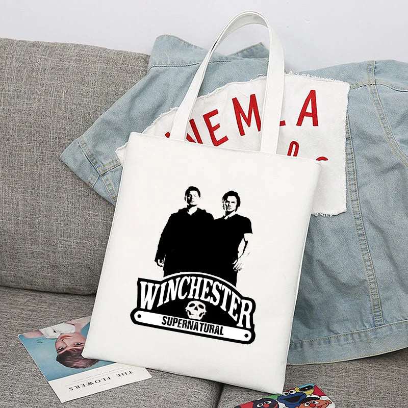 Supernatural Winchester Brothers Canvas Tote Bag - 80d3e6-0e.myshopify.com - White 16 / Without Zipper -  White 16