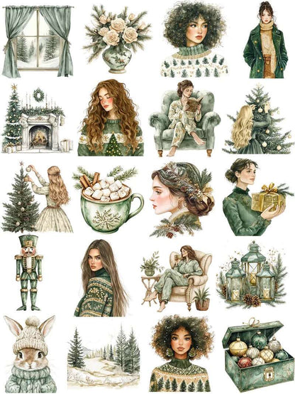 Winter Forest Green Festive Christmas Women Decorative Stickers (20 Pieces) - 80d3e6-0e.myshopify.com - Default Title -  Default Title