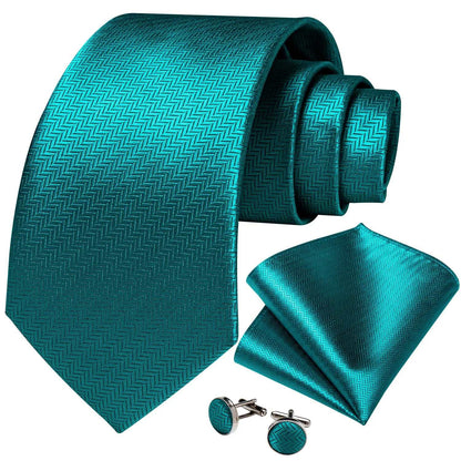 Men's Teal & Aqua Blue Silk Necktie, Handkerchief, Brooch & Cufflinks Set - 80d3e6-0e.myshopify.com - -  