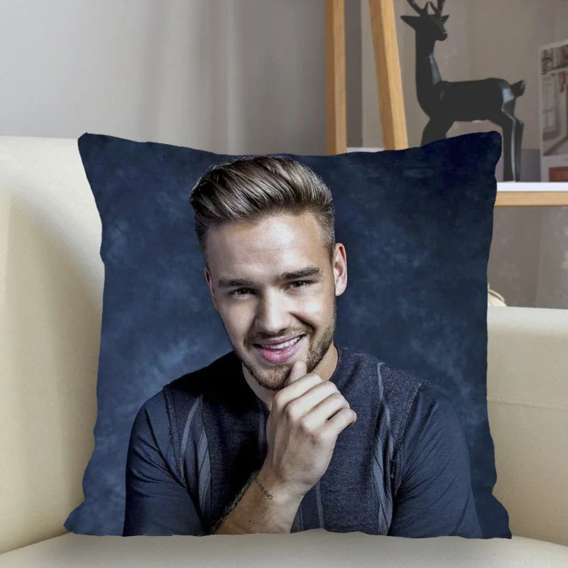 Liam Payne Singer Square Cushion Cover Zipper Pillowcase - Lovez Aqua© - cushion, one direction, pillow