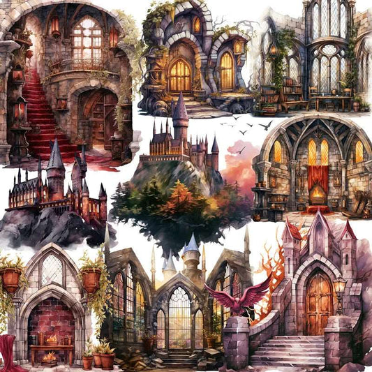 Vintage Hogwarts Castle Fantasy Harry Potter Style Decorative Stickers