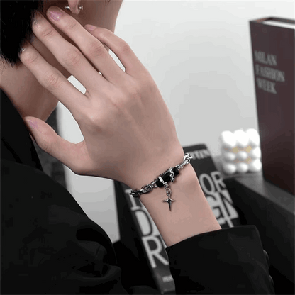 Men's Stainless Steel Gothic Retro Black Zircon Star Chain Bracelet - 80d3e6-0e.myshopify.com - -  