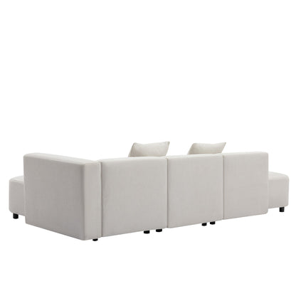 Luxury Modern Style Living Room White Chenille Upholstered Corner 4 Seater Sofa - 80d3e6-0e.myshopify.com - -  