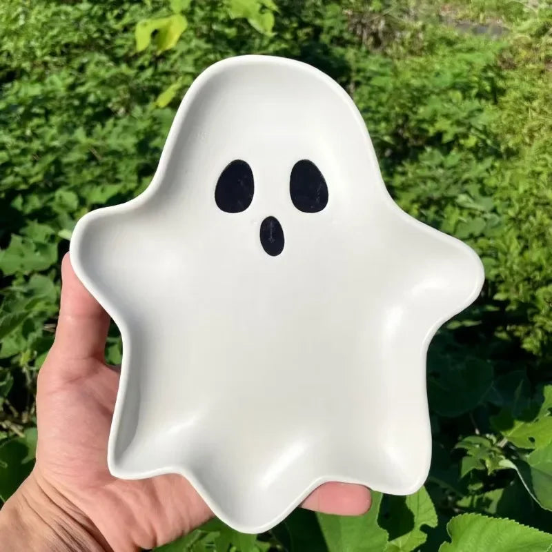 3D Ceramic Large Capacity Cute Cartoon Ghost Halloween Party Serving Tray - Lovez Aqua© - halloween, party, platter, spooky