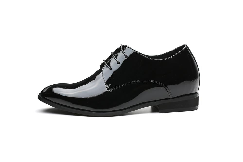 Men's Black Shiny Genuine Leather Lace Formal Oxford Dress Shoes - Lovez Aqua© - 