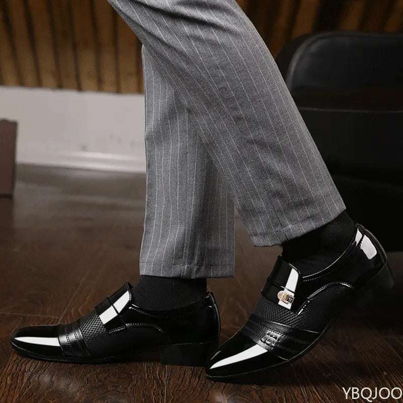 Men's Black Slip-On Oxfords Embossed Classic Faux Leather Dress Shoes - 80d3e6-0e.myshopify.com - -  