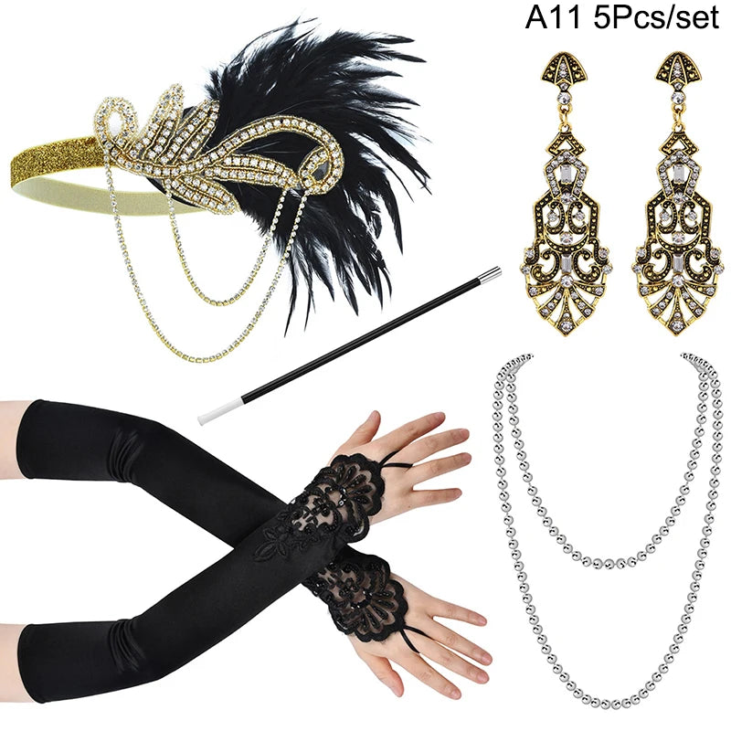 Women's Roaring 1920s Great Gatsby Cosplay Flapper Accessories - Lovez Aqua© - 