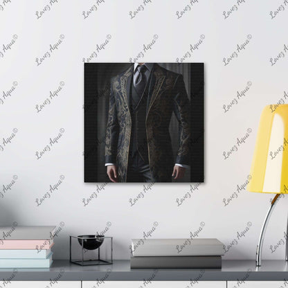 "Sartorial Splendor" Luxurious Men's Gold Lace Suit Acrylic Fashion Painting - Lovez Aqua© - Lovez Aqua© - Art & Wall Decor, Canvas, Fall Picks, Hanging Hardware, Home & Living, Indoor, Top Spring Products, Valentine's Day promotion