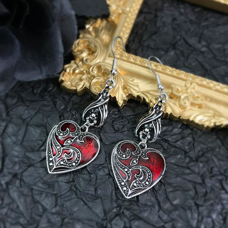 Women's Dark Gothic Vintage Punk Goth Halloween Drop Earrings - Lovez Aqua© - 