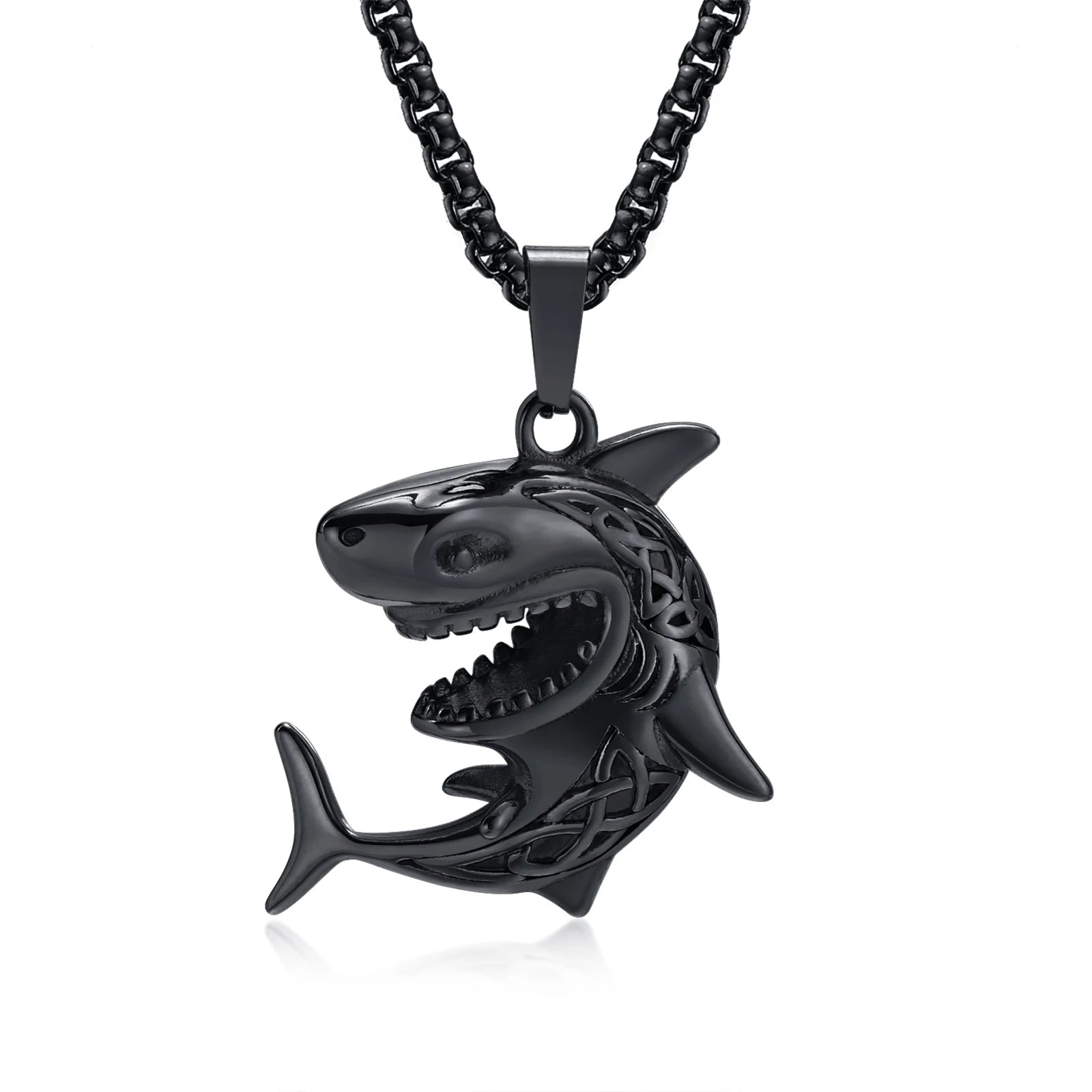 Men's Retro Punk Rock Stainless Steel Shark Pendant Necklace - Lovez Aqua© - 