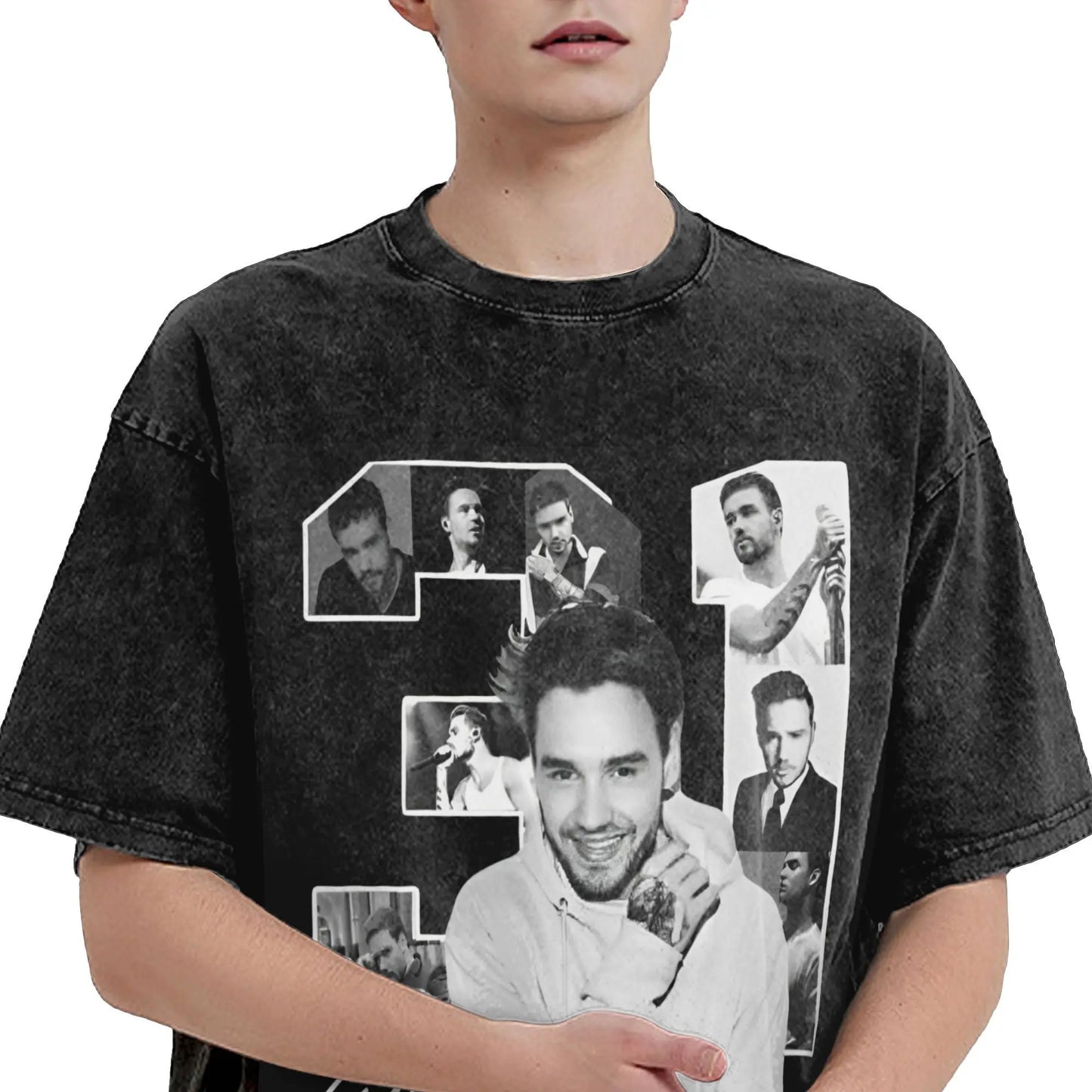 Liam Payne Remembrance 1993-2024 RIP Distressed Unisex Black Cotton T-Shirt - Lovez Aqua© - one direction