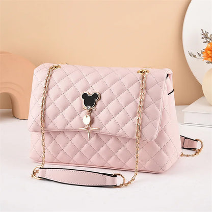 Disney's Mickey Mouse Quilted Faux Leather Women's Chain Shoulder Handbag - Disney - Pink