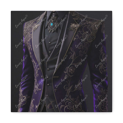 "Opulent Purple" Men's Purple & Black Suit Fashion Painting - Lovez Aqua© - Lovez Aqua© - Art & Wall Decor, Canvas, Fall Picks, Hanging Hardware, Home & Living, Indoor, Top Spring Products, Valentine's Day promotion