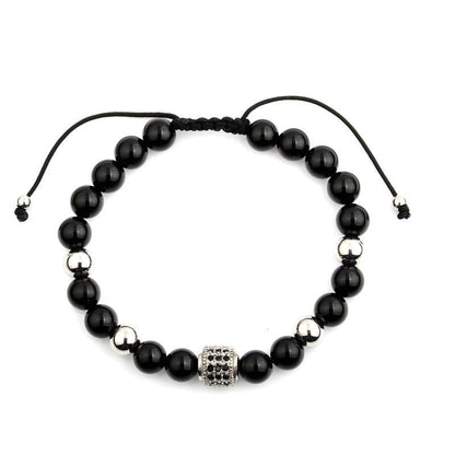 Men's Black Onyx Beaded Macramé Bracelet - Lovez Aqua© - 