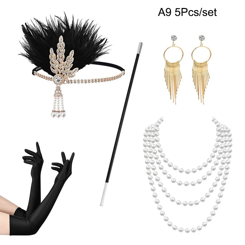 Women's Roaring 1920s Great Gatsby Cosplay Flapper Accessories - Lovez Aqua© - 