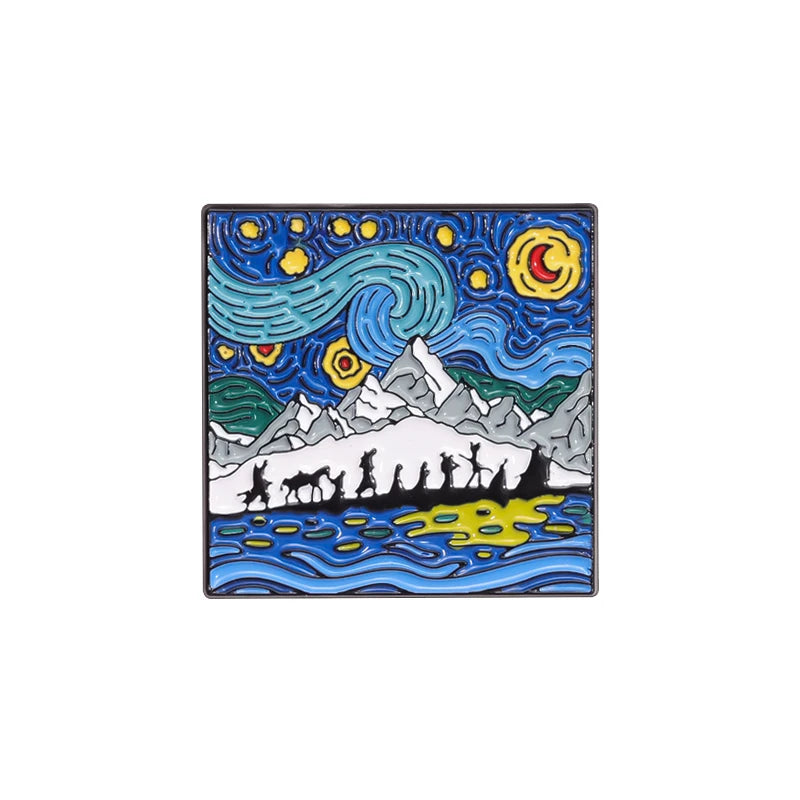 Lord of the Rings & The Hobbit Van Gogh Starry Sky Style Lapel Brooch - 80d3e6-0e.myshopify.com - Fellowship of the Ring -  Fellowship of the Ring