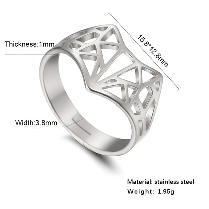 Women's Delicate Cutout Origami Fox Stainless Steel Adjustable Ring