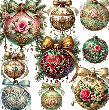 Elegant Jewel Encrusted Christmas Tree Baubles Decorative Stickers (20 Pieces) - 80d3e6-0e.myshopify.com - -  