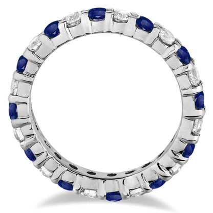 Women's 14K White Gold Eternity Diamond & Blue Sapphire Ring Band (2.35ct)