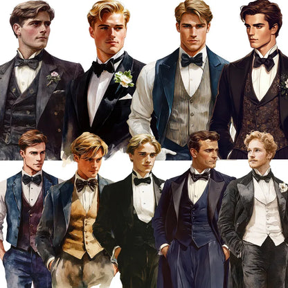 Classic Handsome Suited Gentleman Decorative Stickers (20 Pieces)